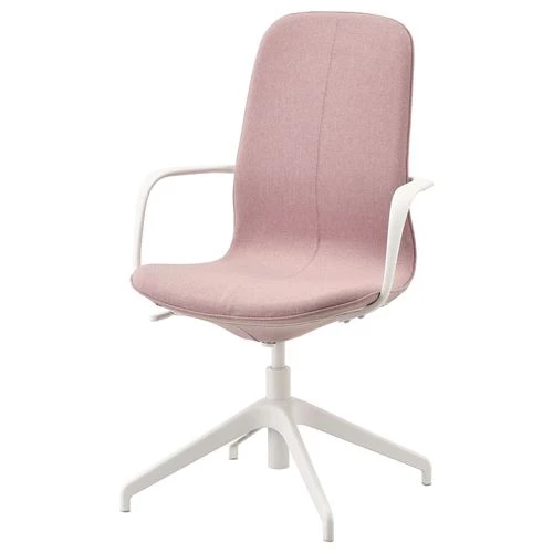 Офисный стул - IKEA LÅNGFJÄLL/LANGFJALL, 67x67x104см, белый/розовый, ЛЭНГФЬЮЭЛЛЬ ИКЕА (изображение №1)