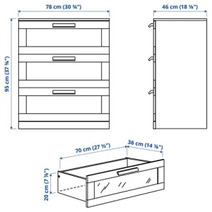 Комод с 3 ящиками - IKEA BRIMNES, 78х95 см, белый, БРИМНЭС/БРИМНЕС ИКЕА