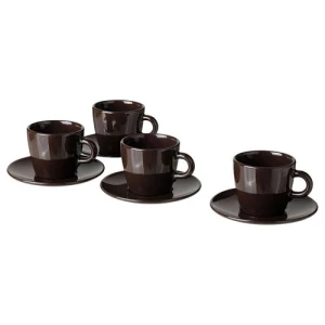Чашка с блюдцем - IKEA FARGKLAR/FÄRGKLAR, глянцевая/коричневая ФЭРГКЛАР ИКЕА