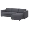 Диван-кровать угловой 2-местный - IKEA VIMLE, 271х98/241х83 см, серый, ВИМЛЕ ИКЕА