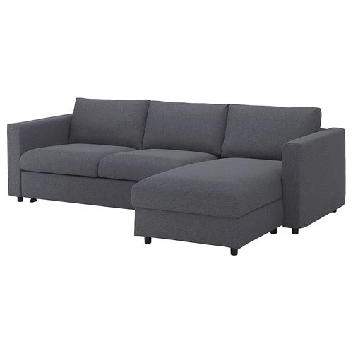 Диван-кровать угловой 2-местный - IKEA VIMLE, 271х98/241х83 см, серый, ВИМЛЕ ИКЕА (изображение №1)