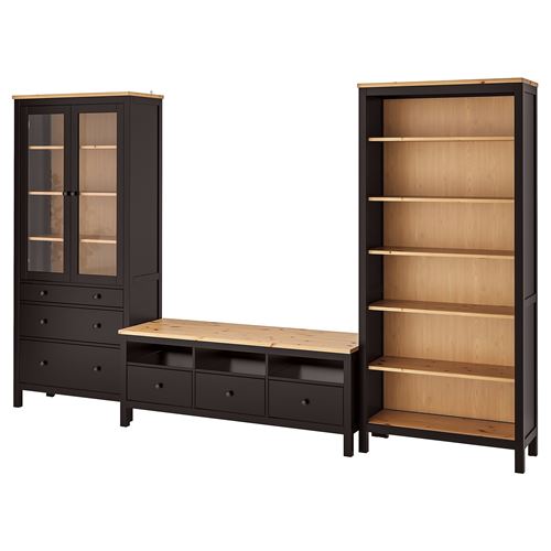 Комбинация под ТВ - IKEA HEMNES, 47x326x197 см, черный, Хемнэс ИКЕА