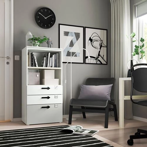 Комод детский - IKEA PLATSA/SMÅSTAD/SMASTAD, 60x42x123 см, белый/серый, ИКЕА (изображение №4)