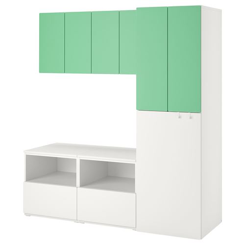 Шкаф детский - IKEA PLATSA/SMÅSTAD/SMASTAD, 180x57x196 см, белый/зеленый, ИКЕА