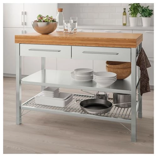 Стол кухонный - IKEA RIMFORSA, 120х63,5х92 см, коричневый/металлик, РИМФОРСА ИКЕА (изображение №4)