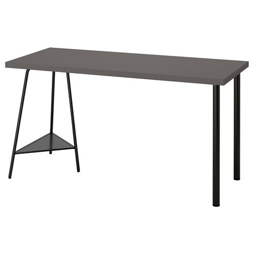 Письменный стол - IKEA LAGKAPTEN/TILLSLAG, 140х60 см, темно-серый/черный, ЛАГКАПТЕН/ТИЛЛЬСЛАГ ИКЕА