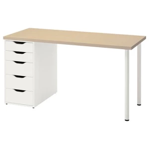 Письменный стол - IKEA MÅLSKYTT/ALEX, 140x60 см, белый, Молскютт/Алекс ИКЕА