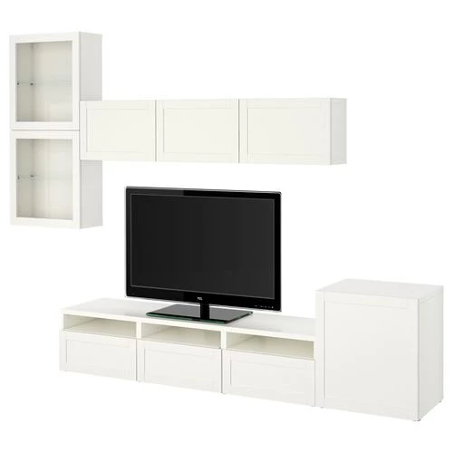 Тумба под телевизор - IKEA BESTÅ/BESTA, 300x42x211 см, белый, Бесто ИКЕА (изображение №1)