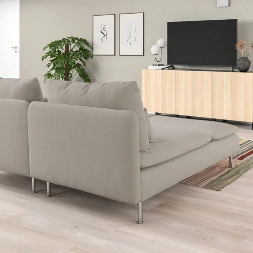 3-местный диван и шезлонг - IKEA SÖDERHAMN/SODERHAMN, 99x285см, серый/светло-серый, СЕДЕРХАМН ИКЕА (изображение №3)