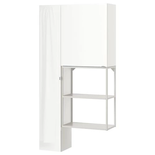 Стеллаж - IKEA ENHET, 90х32х180 см, белый/белый глянцевый, ЭНХЕТ ИКЕА (изображение №1)