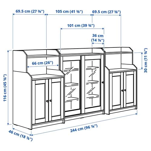 Консольный стол - IKEA HAUGA/ХАЮГА ИКЕА, 116х46х244 см, серый (изображение №7)