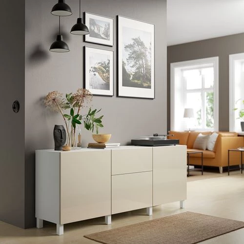 Комбинация для хранения - IKEA BESTÅ/BESTA/БЕСТА/БЕСТО ИКЕА, 180x42x74 см, серый (изображение №3)