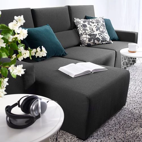 2-местный диван и козетка - IKEA ODENSLUNDA, 93x146x230см, черный, ОДЕНСЛЮНДА ИКЕА (изображение №2)