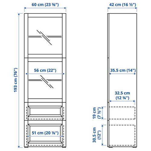 Комбинация для хранения - IKEA BESTÅ/BESTA, 60x42x193 см, серый, БЕСТО ИКЕА (изображение №6)