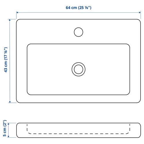 Раковина - IKEA TVÄLLEN/TVALLEN, 64х43 см, белый, ТВЭЛЛЕН ИКЕА (изображение №5)