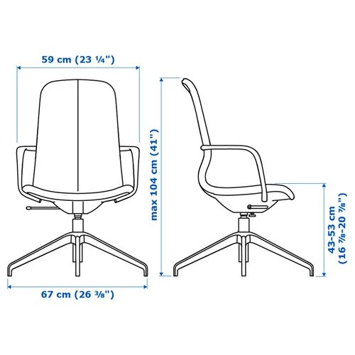 Офисный стул - IKEA LÅNGFJÄLL /LANGFJALL, 67x67x104см, белый, ЛОНГФЬЕЛЛЬ ИКЕА (изображение №8)