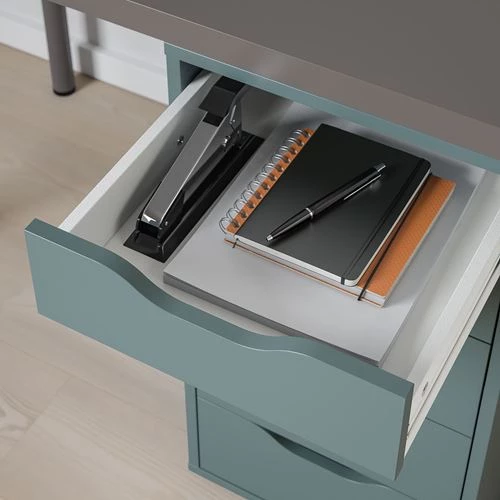 Письменный стол с ящиком - IKEA LINNMON/ALEX, 100x60 см, серый/бирюзовый, ЛИННМОН/АЛЕКС ИКЕА (изображение №2)