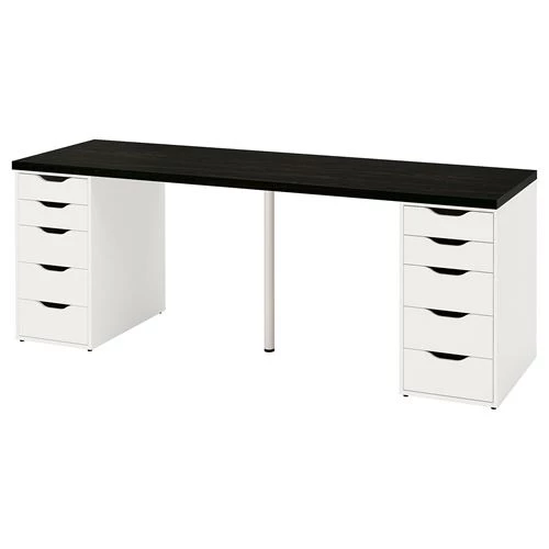 Письменный стол с ящиками - IKEA LAGKAPTEN/ALEX, 200x60 см, черно-коричневый/белый, АЛЕКС/ЛАГКАПТЕН ИКЕА (изображение №1)
