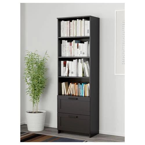 Стеллаж с 2 ящиками - IKEA BRIMNES, 60х190 см, черный, БРИМНЕС ИКЕА (изображение №2)
