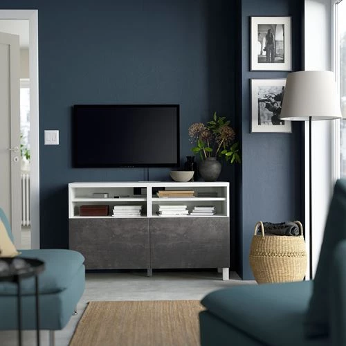 Тумба под ТВ - IKEA BESTÅ/BESTA, 120x40x74 см, серый, Бесто ИКЕА (изображение №2)