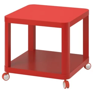 Стол приставной на колесиках - IKEA TINGBY/ИКЕА ТИНГБИ, 50х50х45 см, красный