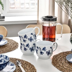 Кружка - IKEA ENTUSIASM, 2 предмета, белый/синий ЭНТУЗИАЗМ ИКЕА