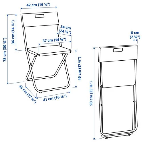 Стул складной - IKEA GUNDE, 78х41х45 см, белый, ГУНДЕ ИКЕА (изображение №9)