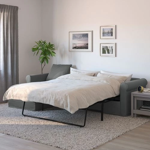 2-местный диван-кровать с козеткой - IKEA GRÖNLID/GRONLID, 104x98x277см, серый, ГРОНЛИД ИКЕА (изображение №3)