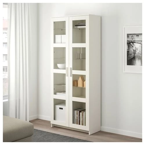 Шкаф-витрина - IKEA BRIMNES/ БРИМНЭС/БРИМНЕС ИКЕА, 80х190х35 см, белый, (изображение №2)