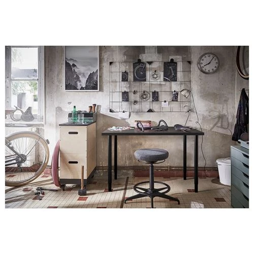 Письменный стол - IKEA LINNMON/OLOV, 100x60 см, темно-серый/черный, ЛИННМОН/ОЛОВ ИКЕА (изображение №4)