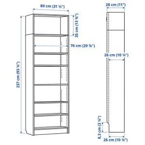 Открытый книжный шкаф - BILLY IKEA/БИЛЛИ ИКЕА, 28х80х237 см, белый