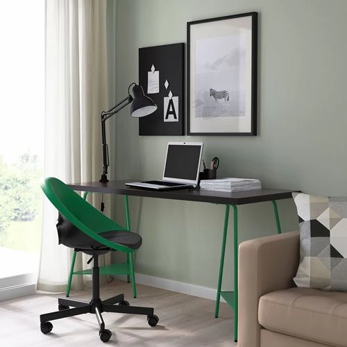Письменный стол и стул - IKEA LAGKAPTEN, 140х60 см, темно-зеленый/черно-коричневый, ЛАГКАПТЕН ИКЕА (изображение №2)