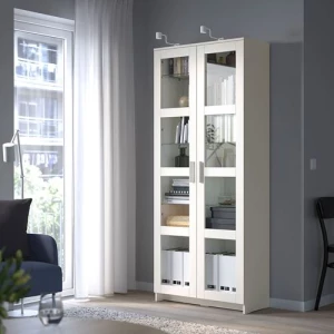 Шкаф-витрина - IKEA BRIMNES/ БРИМНЭС/БРИМНЕС ИКЕА, 80х190х35 см, белый,