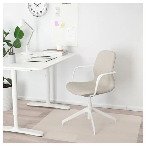 Офисный стул - IKEA LÅNGFJÄLL/LANGFJALL, 67x67x92, белый/бежевый, ЛЭНГФЬЕЛЛЬ ИКЕА (изображение №3)