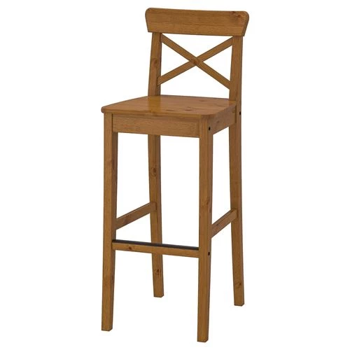 Барный стул - IKEA INGOLF/ИКЕА ИНГОЛЬФ, 39х45х102 см, морилка/антик (изображение №1)