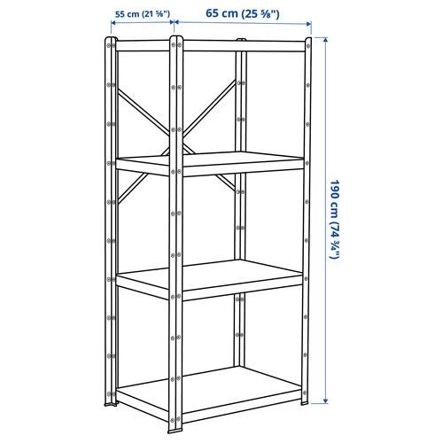 Стеллаж - IKEA BROR, 65х55х190 см, черный, БРУР ИКЕА (изображение №6)