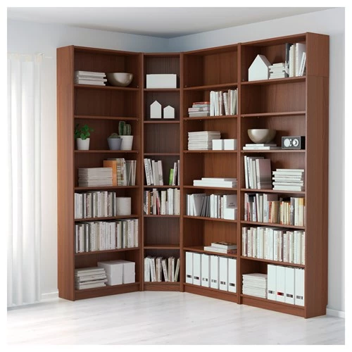Угловой книжный шкаф - BILLY IKEA/БИЛЛИ ИКЕА, 28х135/215х237 см, коричневый (изображение №2)