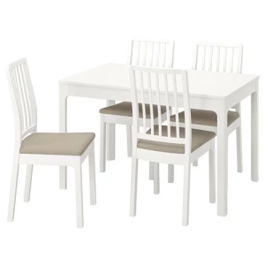Стол и 4 стула - IKEA EKEDALEN, 120/180x80 см, белый/бежевый, ЭКЕДАЛЕН ИКЕА