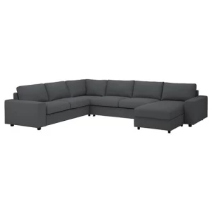 Диван-кровать угловой 4-местный - IKEA VIMLE, 356/256х98/164х83 см, серый, ВИМЛЕ ИКЕА