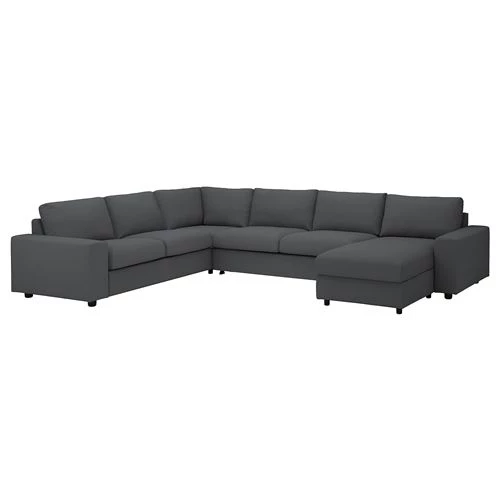 Диван-кровать угловой 4-местный - IKEA VIMLE, 356/256х98/164х83 см, серый, ВИМЛЕ ИКЕА (изображение №1)
