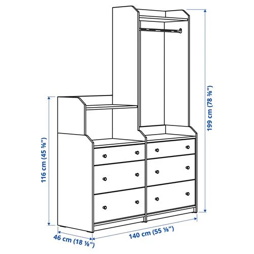 Шкаф - HAUGA IKEA/ХАУГА ИКЕА, 46х140х199 см, серый (изображение №5)