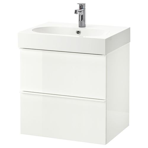 Шкаф для раковины с 2 ящиками - IKEA GODMORGON/BRÅVIKEN, 60x68 см, белый ГОДМОРГОН/БРОВИКЕН ИКЕА