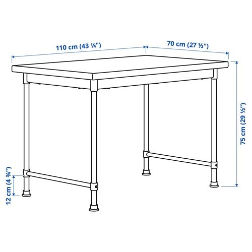 Письменный стол - IKEA KULLABERG, 110х70 см, под беленый дуб/черный, КУЛЛАБЕРГ ИКЕА (изображение №6)