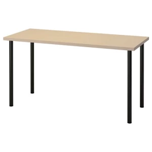 Рабочий стол - IKEA MÅLSKYTT/MALSKYTT/ADILS, 140х60 см, береза/черный, МОЛСКЮТТ/АДИЛЬС ИКЕА