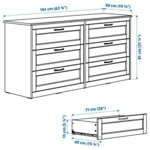 Комод с 6 ящиками - IKEA SONGESAND/СОНГЕСАНД ИКЕА, 50х81х161 см, белый