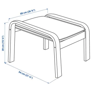Табурет для ног - IKEA POАNG/ПОЭНГ ИКЕА, 39х68х54 см,коричневый/бежевый