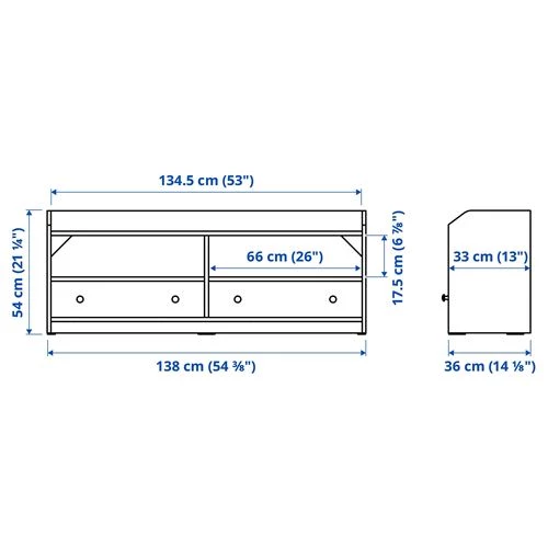 Тумба под ТВ - IKEA HAUGA, 138x36x54 см, белый ХАУГА ИКЕА (изображение №5)