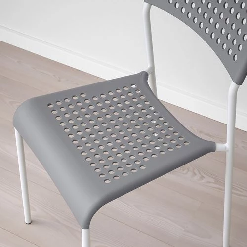Стул - IKEA ADDE, 77х39х47см, пластик белый/серый, АДДЕ ИКЕА (изображение №7)