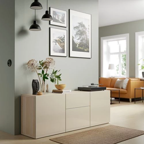 Комбинация для хранения - IKEA BESTÅ/BESTA/БЕСТА/БЕСТО ИКЕА, 180x42x65 см, серый (изображение №3)