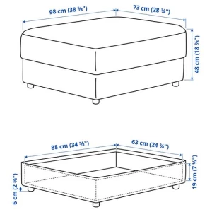 Пуф с отделением для хранения - IKEA VIMLE, 98х73х48 см, бежевый, ВИМЛЕ ИКЕА